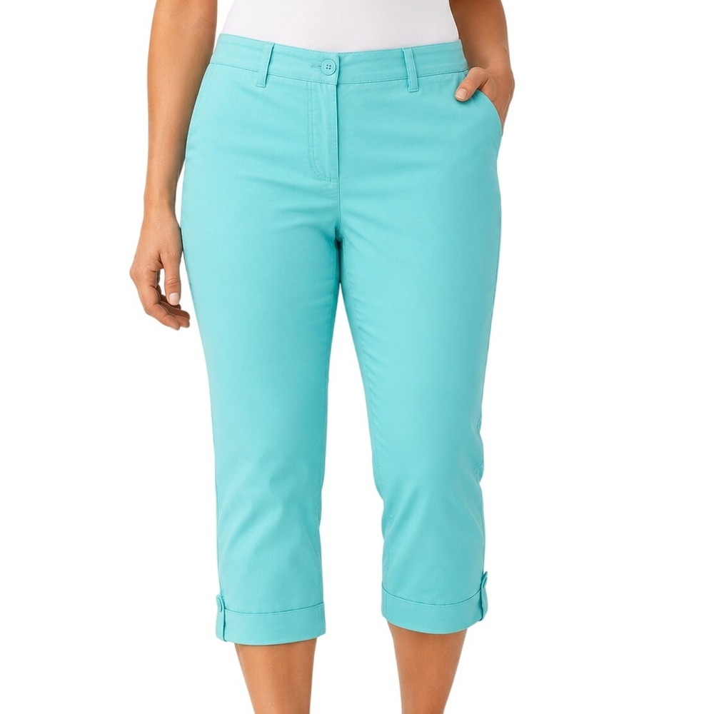 Talbots Simply Flattering Skimmer Capri Pants Aqua Size 16 NWT Stretch